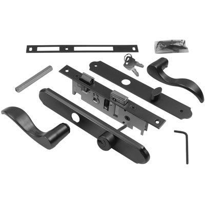 Flat Slot Storm Door Handle Set 2.5" PZ, 7/8" Backset Replacement For  Screen Door, 7-1/4" Trim Plate, Non-Handed Matte Black
