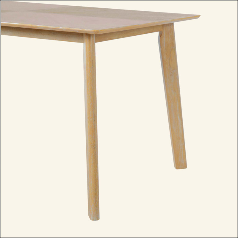 Table de salle à manger rétro, table de salle à manger pour 6 personnes, table de salle à manger rectangulaire minimaliste pour la salle à manger et la cuisine, pieds en bois d'hévéa