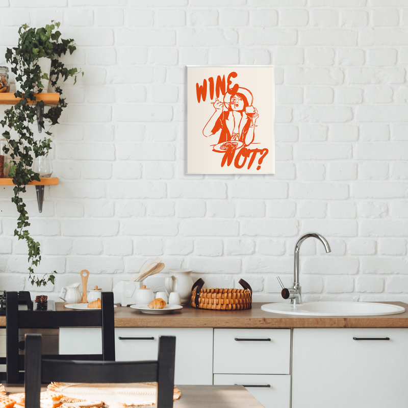 «Wine Not Retro Meal Time», plaque murale par The Prints Vibe