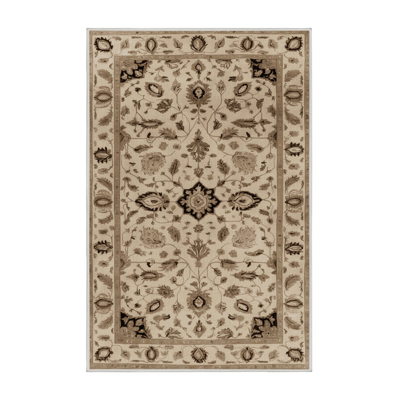 Tapis beige Tabriz lavable à la machine, Rectangulaire 2 pi x 3 pi