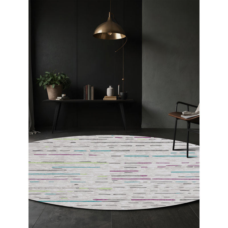 Machine Washable Gray Area Rug, Round 6'
