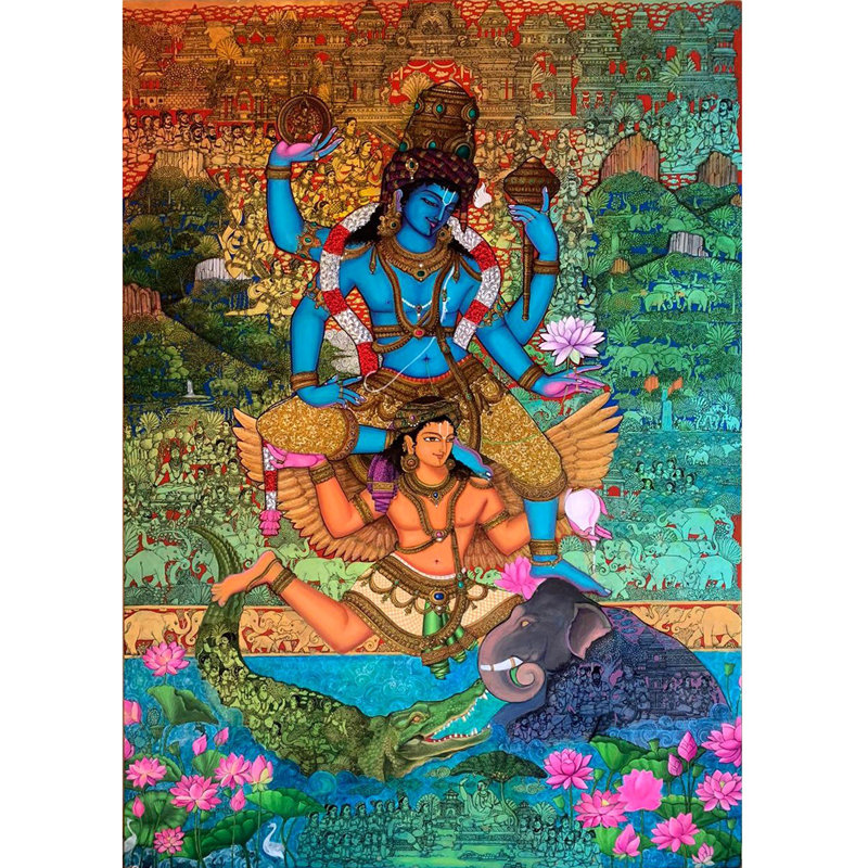 Garuda Gamana | Acrylique sur toile de lin | Par Dhanu Andluri