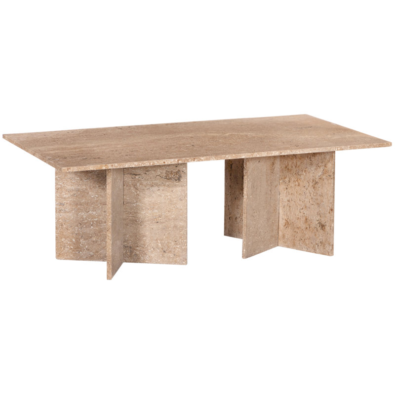 Table basse Cain, Travertin beige