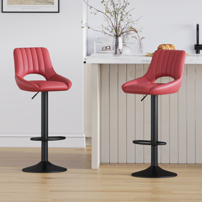 Swivel Upholstered Adjustable Height Counter Stool with Metal Frame