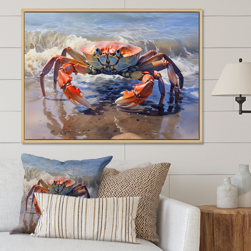 Crab Beachcombers II - Crab, art encadré, 34" H x 44" W, Cadre naturel flottant