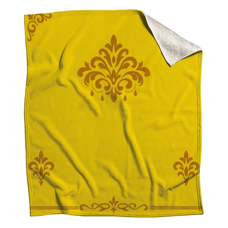 Couvertures jaunes à motifs damassés, 60in W x 80in H