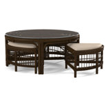 Raffles Rattan Cocktail Table with Benches