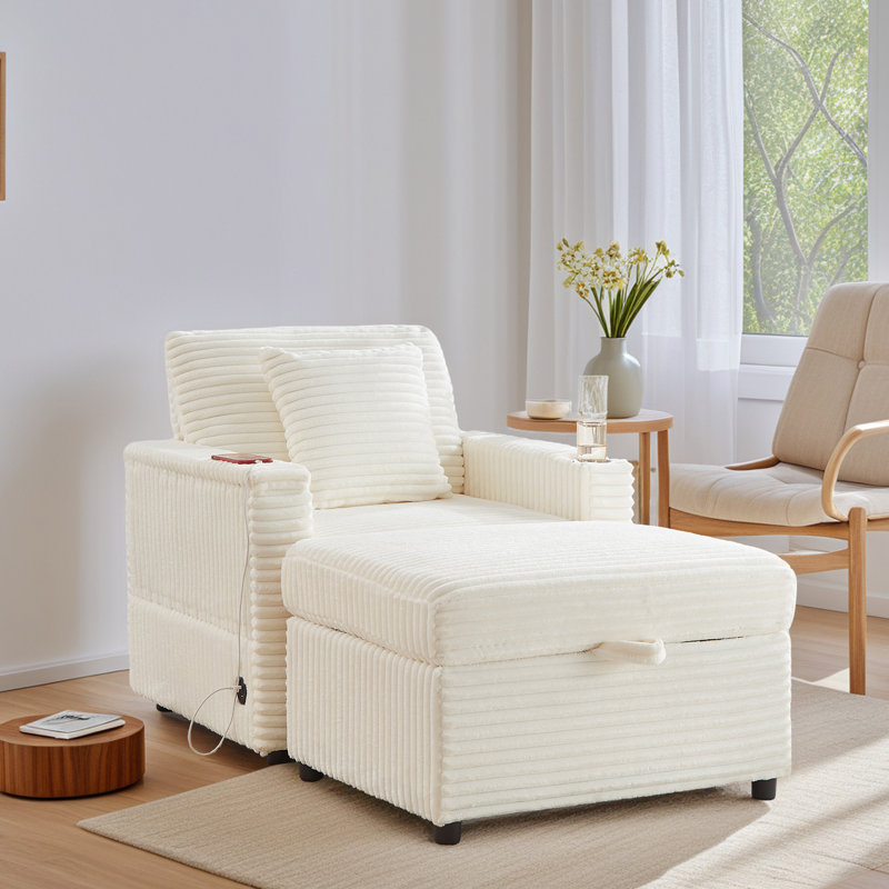 Canapé confortable moelleux en velours côtelé, espace de rangement pour une grande chaise simple, méridienne super moelleuse avec repose-pieds et tableau, convenant à une salle de repos, à un appartement