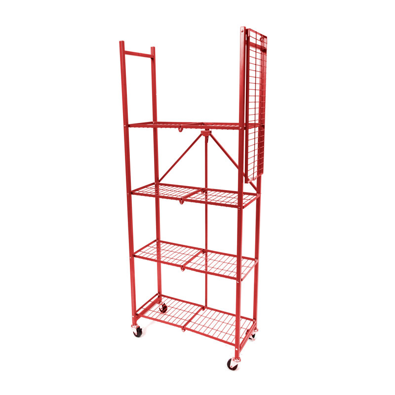 Porte-garde-manger pliable à 4 tablettes , Rouge