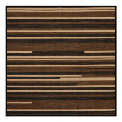 Tapis brun à rayures horizontales lavable à la machine