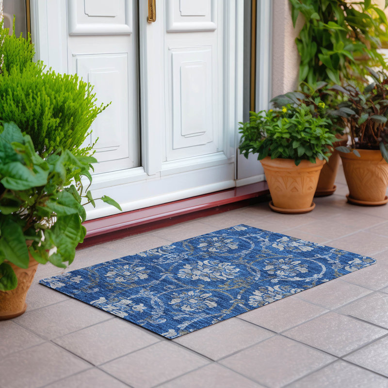 Stefhanie Washable Floral Indoor / Outdoor Rug, Rectangle 1'8" x 2'6"