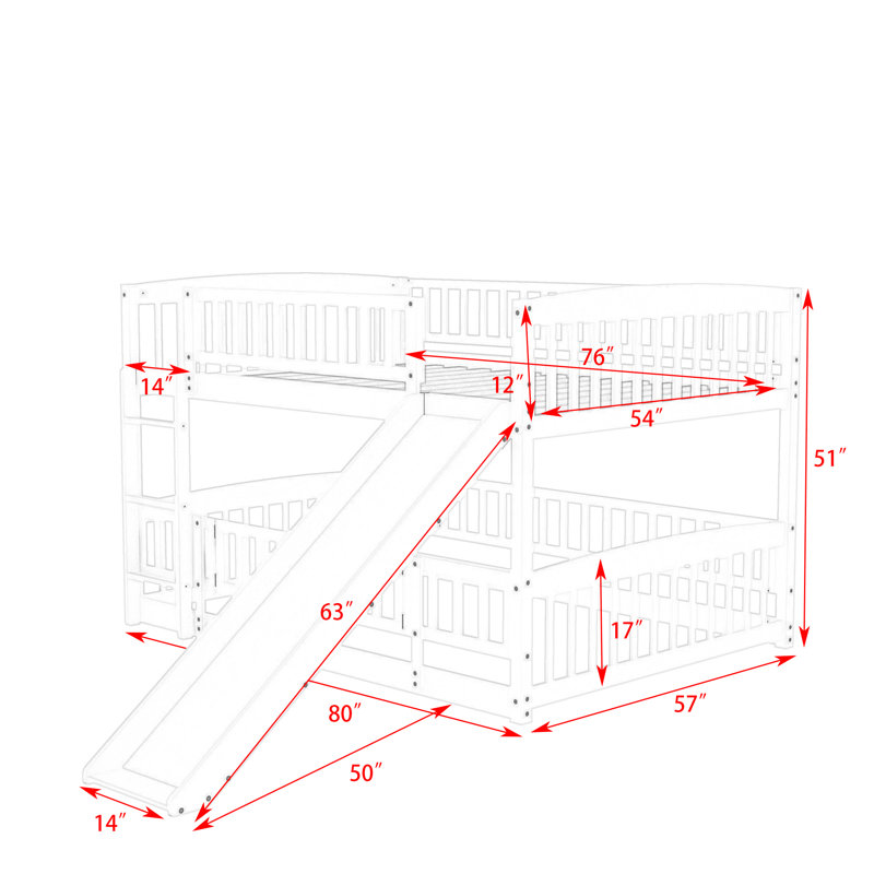Keeble Full Over Full Standard Bunk Bed, White