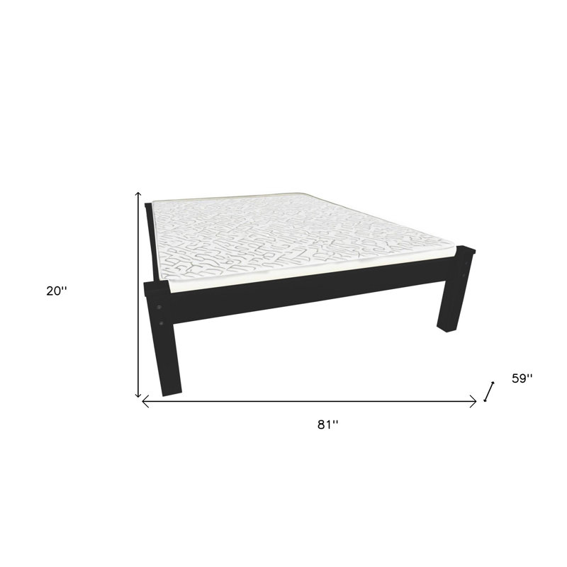 Black Solid Wood Full Bed Frame