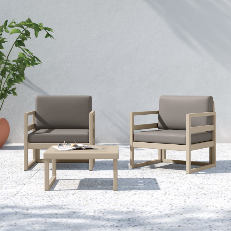 Kalani 2 - Person Patio Conversation Set with Sunbrella® Cushions, Canvas Taupe Sunbrella®, Taupe