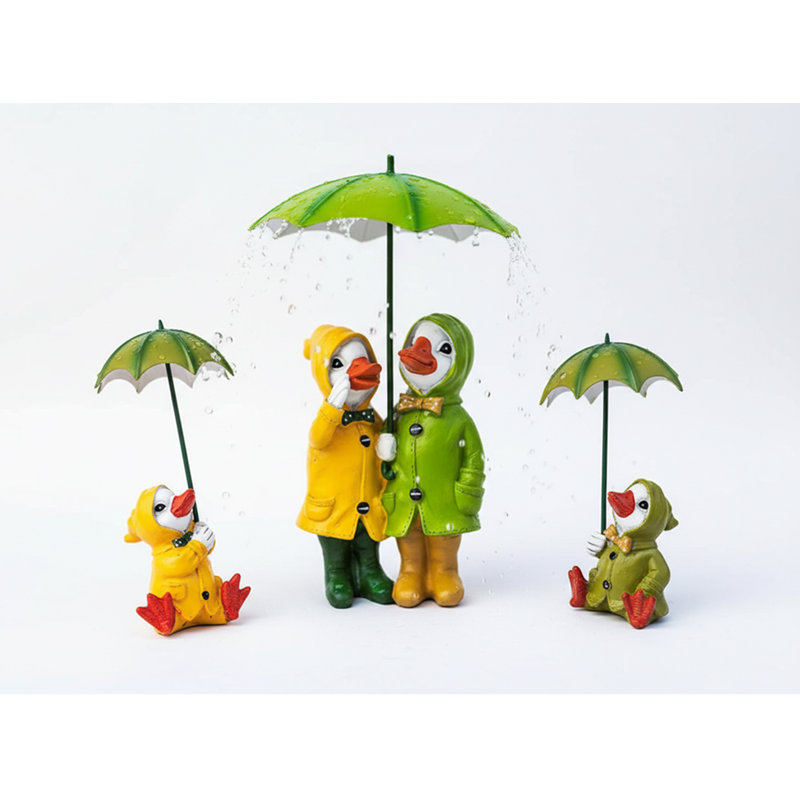 Charming Duck Family Garden Ornaments With Umbrella