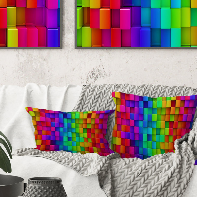 Coussin Rainbow Of Abstract Colorful Blocks