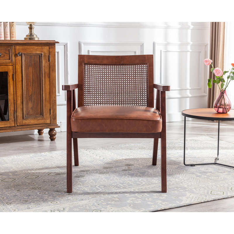 Fauteuil de 24,75 po de largeur Aylish, Similicuir brun