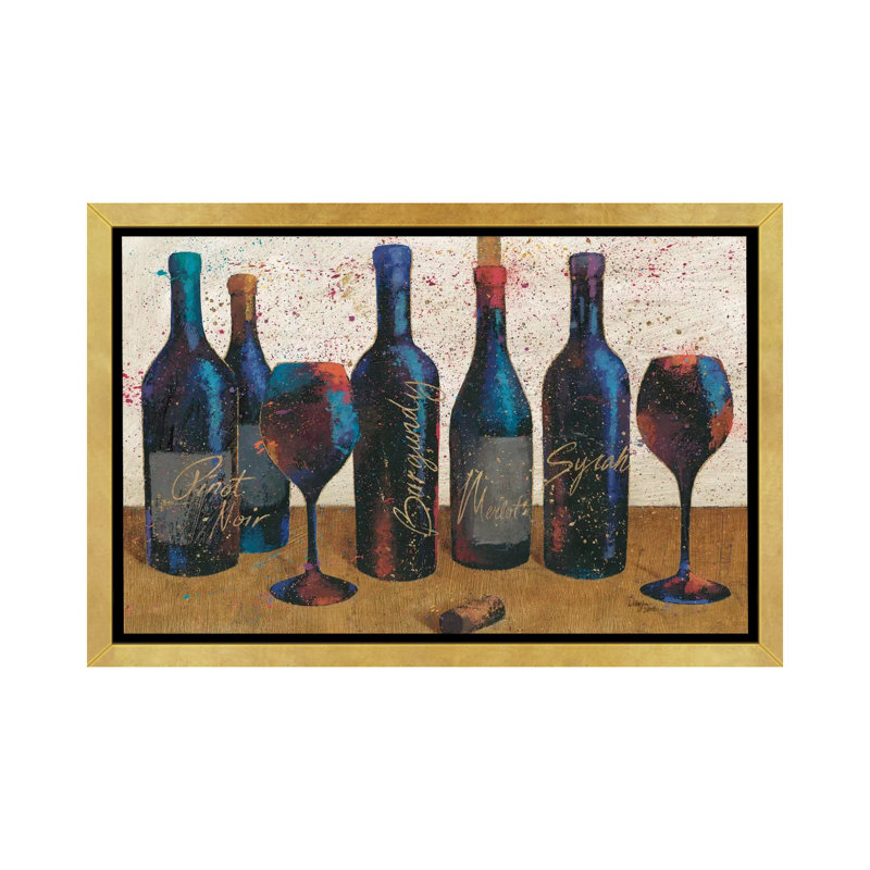 «Wine Splash Light I» par All That Glitter - reproduction d'art, H 40 po x l 60 po x 1,5 po, Toile encadrée d'or