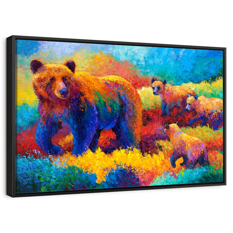 Grizz Family, Floating Frame Black, 37" X 25"