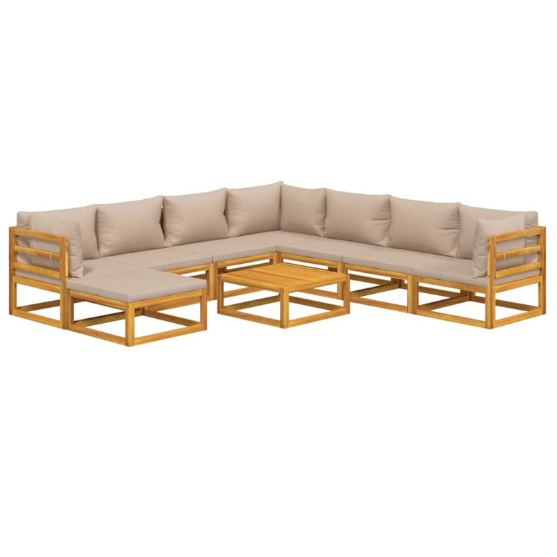 Ensemble de conversation pour 8 personnes avec coussins, Taupe