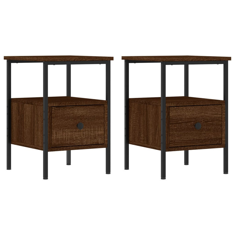 Montclaire Bedside Cabinets 2 pcs 34x36x50 cm Engineered Wood, Brown Oak, Set of 2