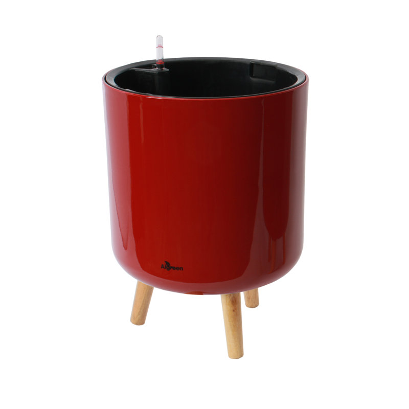 Modena Self-Watering Planter with Stand, 13.25"H x 9"W x 9"D, Red