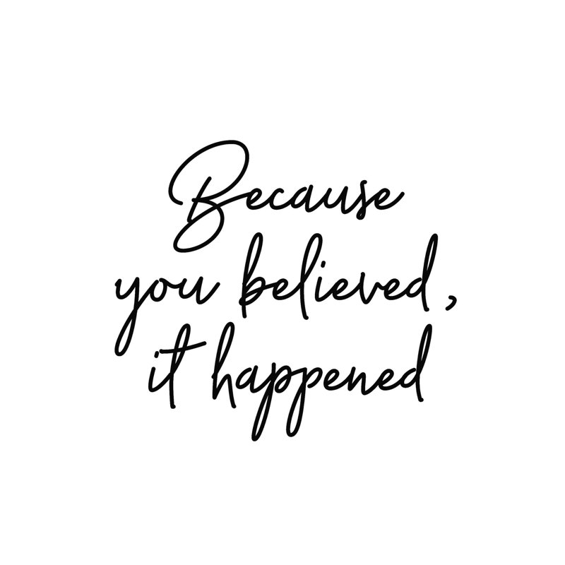 «You Believed It Happenced Script», art textuel sur toile tendue, H 12 po x l 12 po x P 1,25 po