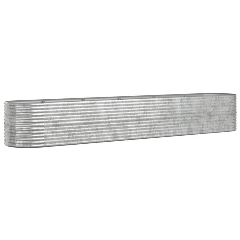 Garden Raised Bed Powder-coated Steel, Silver, 26.77" H x 173.23" W x 31.50" D