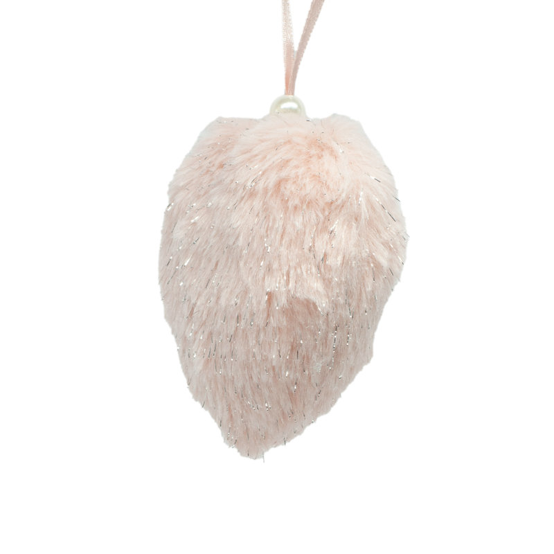 Ornement suspendu rose en forme de cœur flou (paquet de 12), Rose