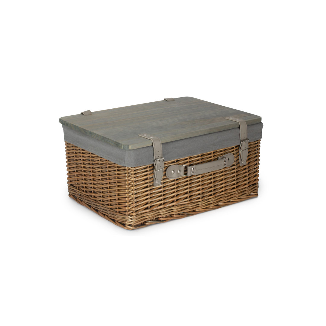 Wicker Lined Gift or Storage Hamper Basket with Lid