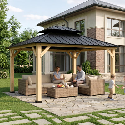 11 Ft. W x 13 Ft. D Solid Wood Patio Gazebo