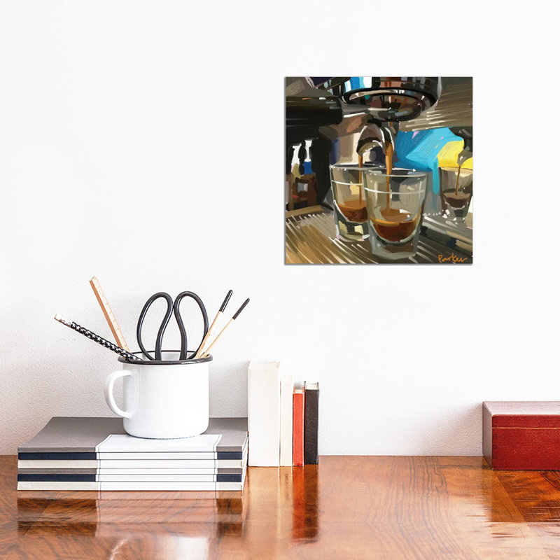 Double espresso par Teddi Parker - reproduction d'art, Toile tendue, Aucun mat, H 12 po x l 12 po x P 1,5 po