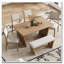 Ensemble repas 6 pièces avec base trapézoïdale et chaises sculptées-15659710