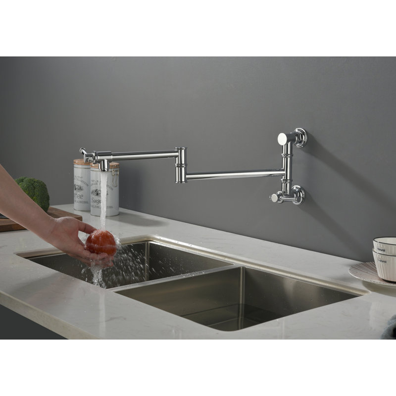 Robinet de remplissage de pot mural, robinet de cuisine en laiton moderne à deux pièces, Chrome chrome