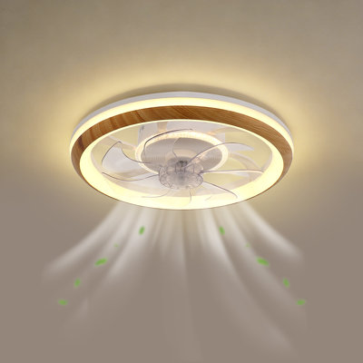 Ventilateur de plafond encastré en cristal pour l'intérieur de la chambre à coucher avec 7 pales et 6 vitesses