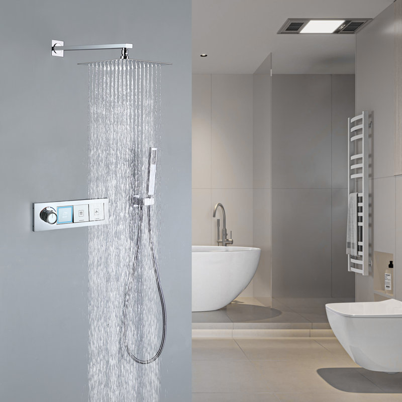 Thermostatic Complete Shower System with Rough in-Valve, Chrome
