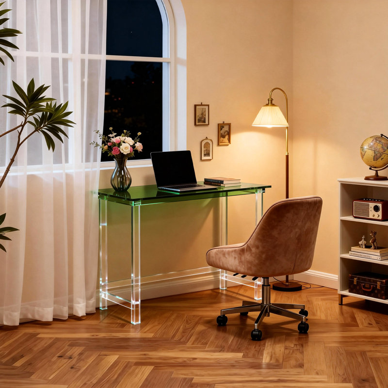 Bureau transparent en acrylique, bureau d'ordinateur personnel, table en acrylique, Green