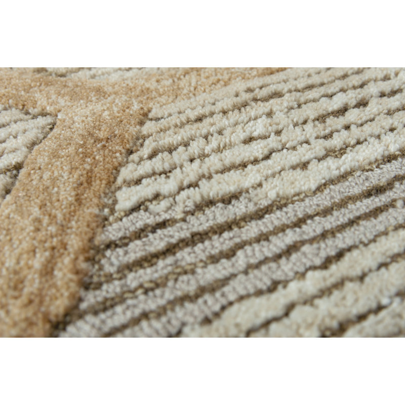 Tapis beige / naturel touffeté à la main à motif géométrique Cairoy, Rectangle 5 pi x 7 pi 6 po