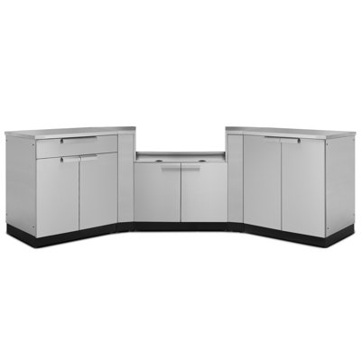 Armoire modulaire 5 pièces pour cuisine d'extérieur en acier inoxydable l 122,95 po x P 24 po x H 36,5 po