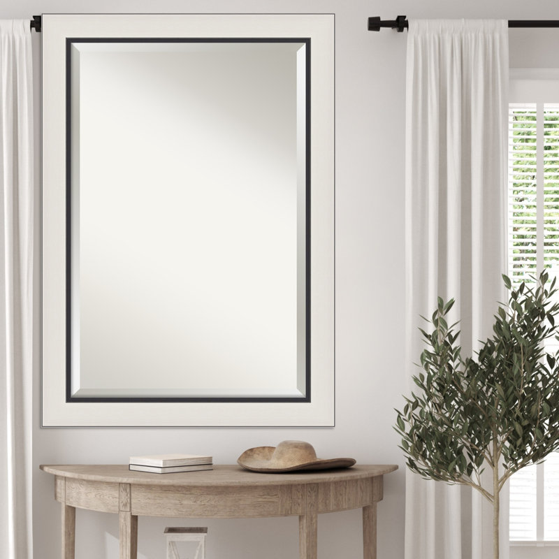 Ellie Beveled Framed Wall Mirror, 29.5" x 41.5", Silver Black