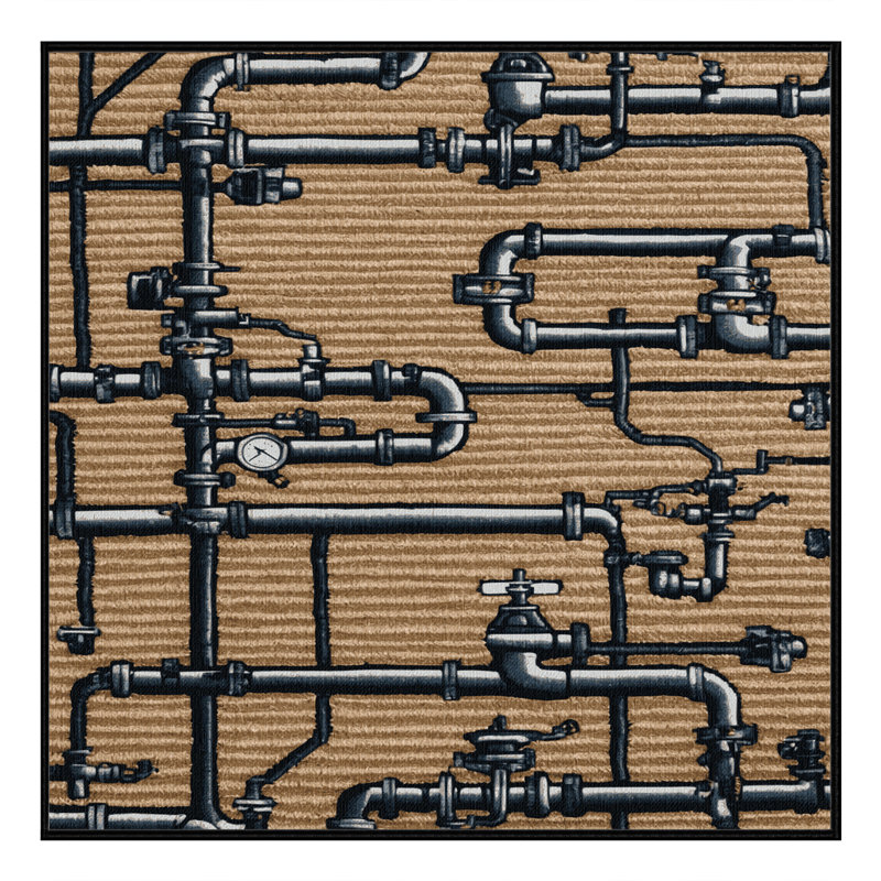 Machine Washable Transportation Brown Area Rug, Square 4'