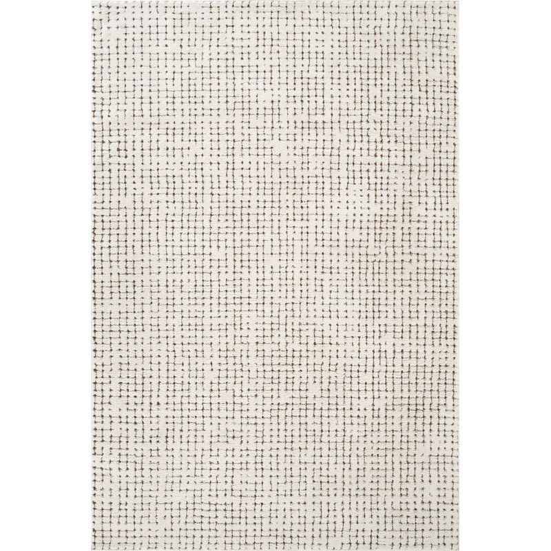 Abani Orith OLV120A Modern Cream Brown Textured Crosshatch Minimalist Area Rug, Rectangle 5'3" x 7'7", Light Brown