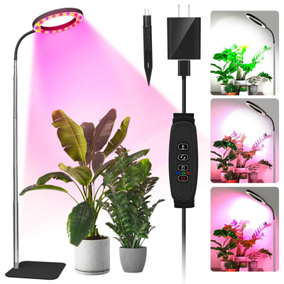 Grow Lights for Indoor Plants, Floor LED Plant Light for Tall Plant, Black，72 LEDs Full Spectrum Halo Plant Lamp, 3 Light Modes, 10 Dimming, 16-67" Adjustable Height, Flexible Gooseneck, 3/9/12H Timer