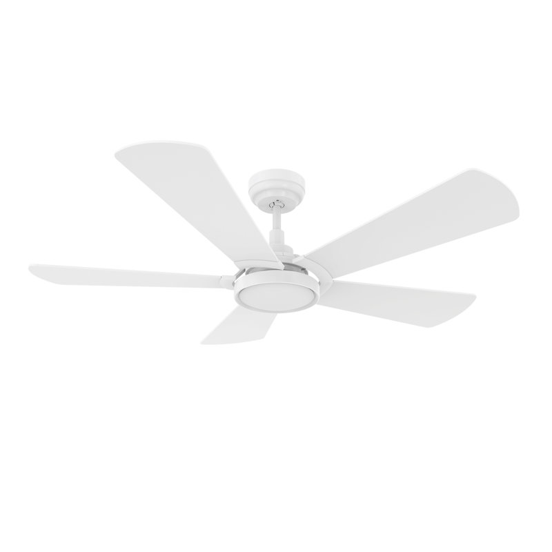 Wilkes 52'' White Manufactured Wood Smart Ceiling Fan with Glass Shade