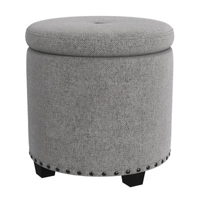 Storage Ottoman, 19 Inch Round Lift Top