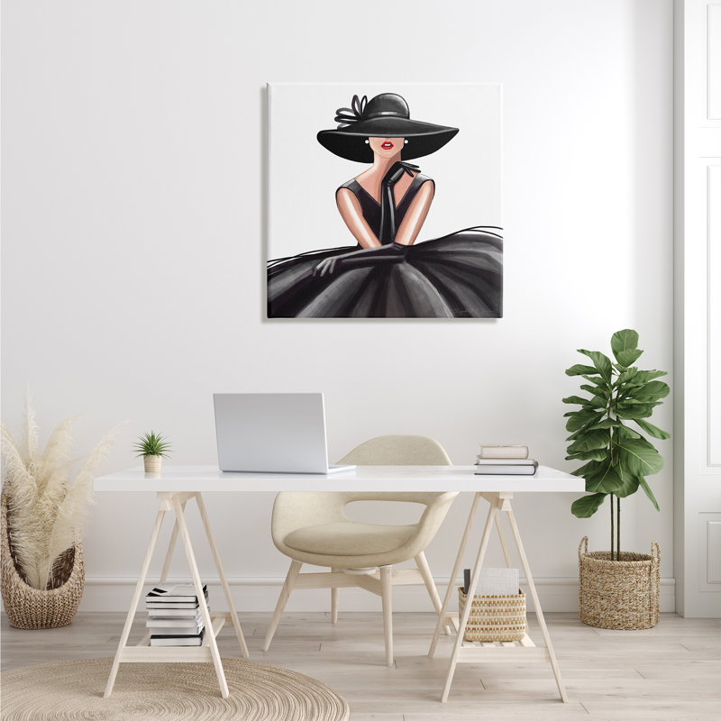 «High End Fashion Glam Pose Luxurious Black Dress XL», art mural sur toile tendue par Elizabeth Tyndall, Toile tendue