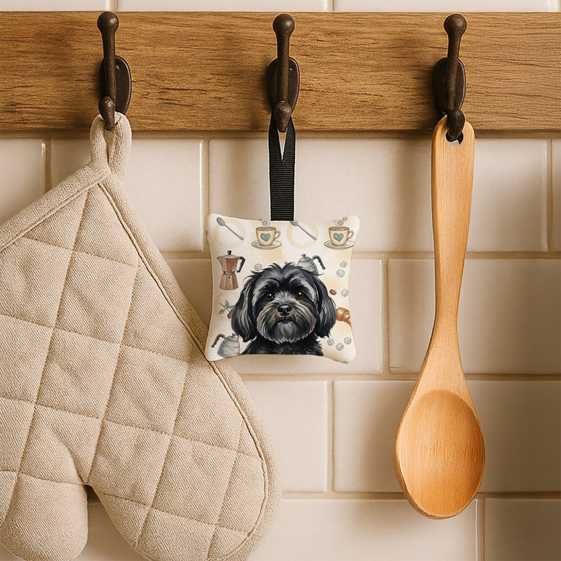 Ornement suspendu en tissu noir Lhasa Apso, Lhasa Apso - noir