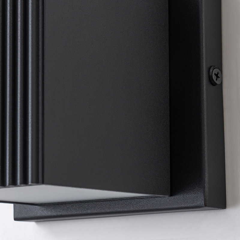 Modern Matte Black Ribbed Outdoor LED Wall Sconce