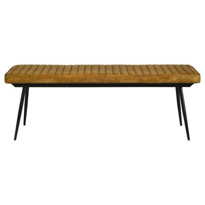 Banc de style industriel de style chameau et noir - Convient aux espaces de salle à manger avec coussin en métal et rembourrage en mousse