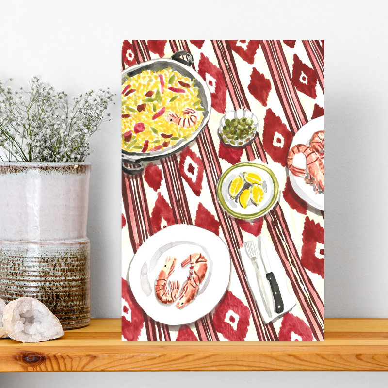 Art mural d'été traditionnel espagnol avec paella, H 18 po x l 12 po